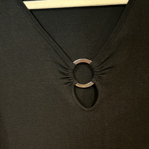 Cable & GAUGE LONG SLEEVE BLACK SILVER TONE HARDWARE TOP SIZE SMALL - Picture 2 of 8